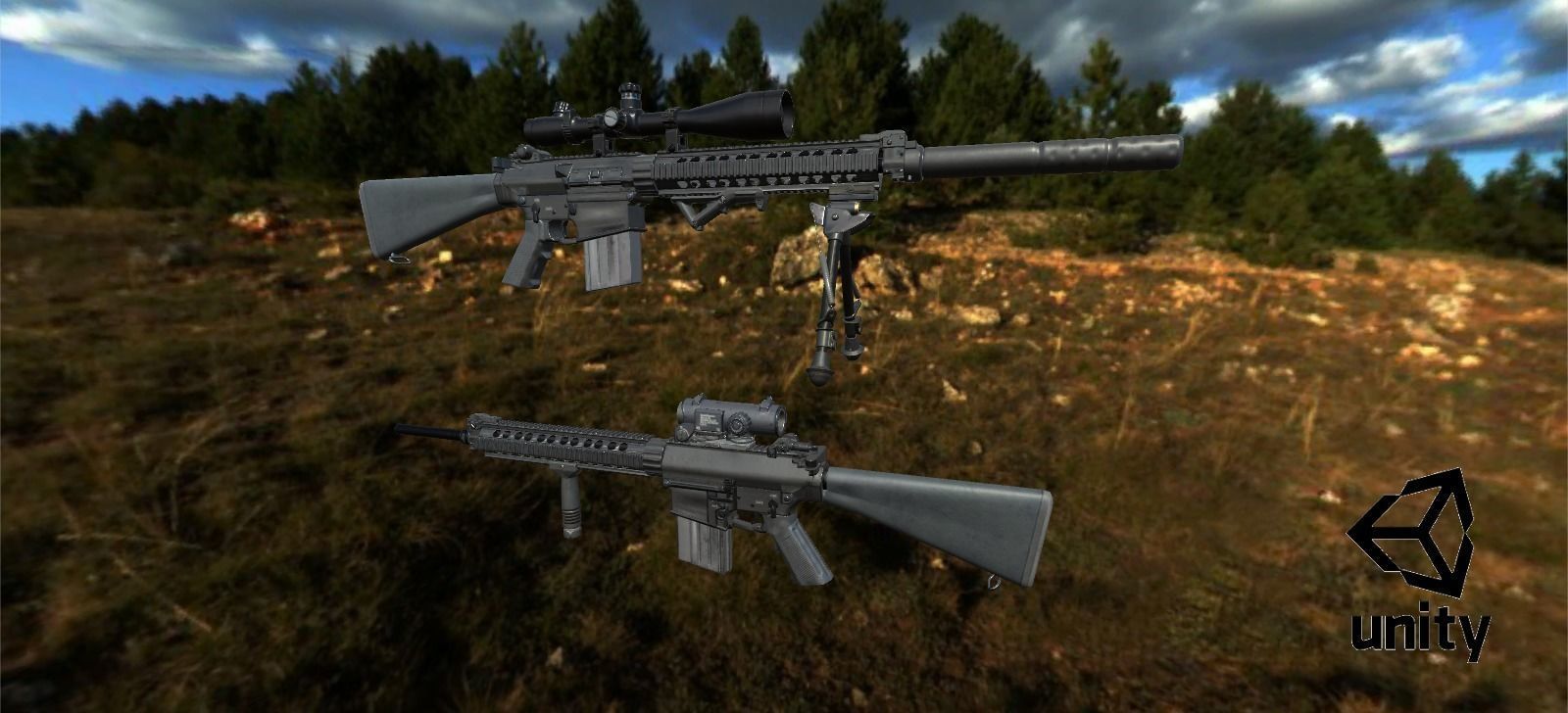 Semi-Automatic Sniper Pack Low-poly 3D model_37