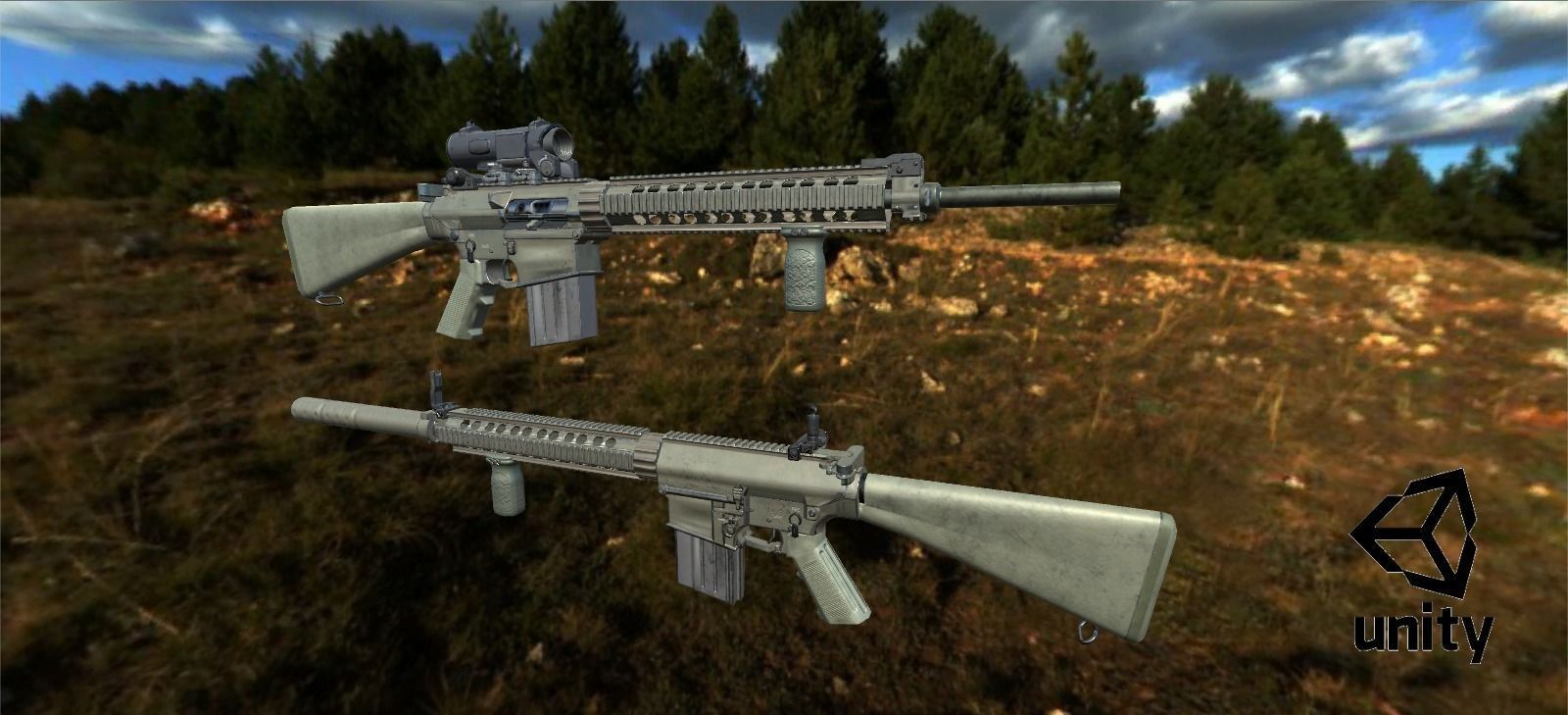 Semi-Automatic Sniper Pack Low-poly 3D model_40