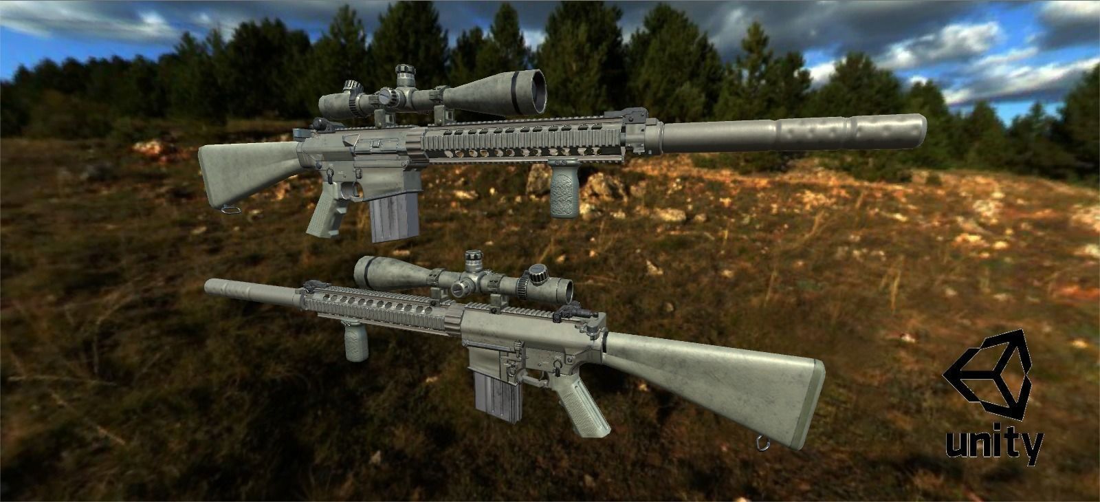 Semi-Automatic Sniper Pack Low-poly 3D model_41