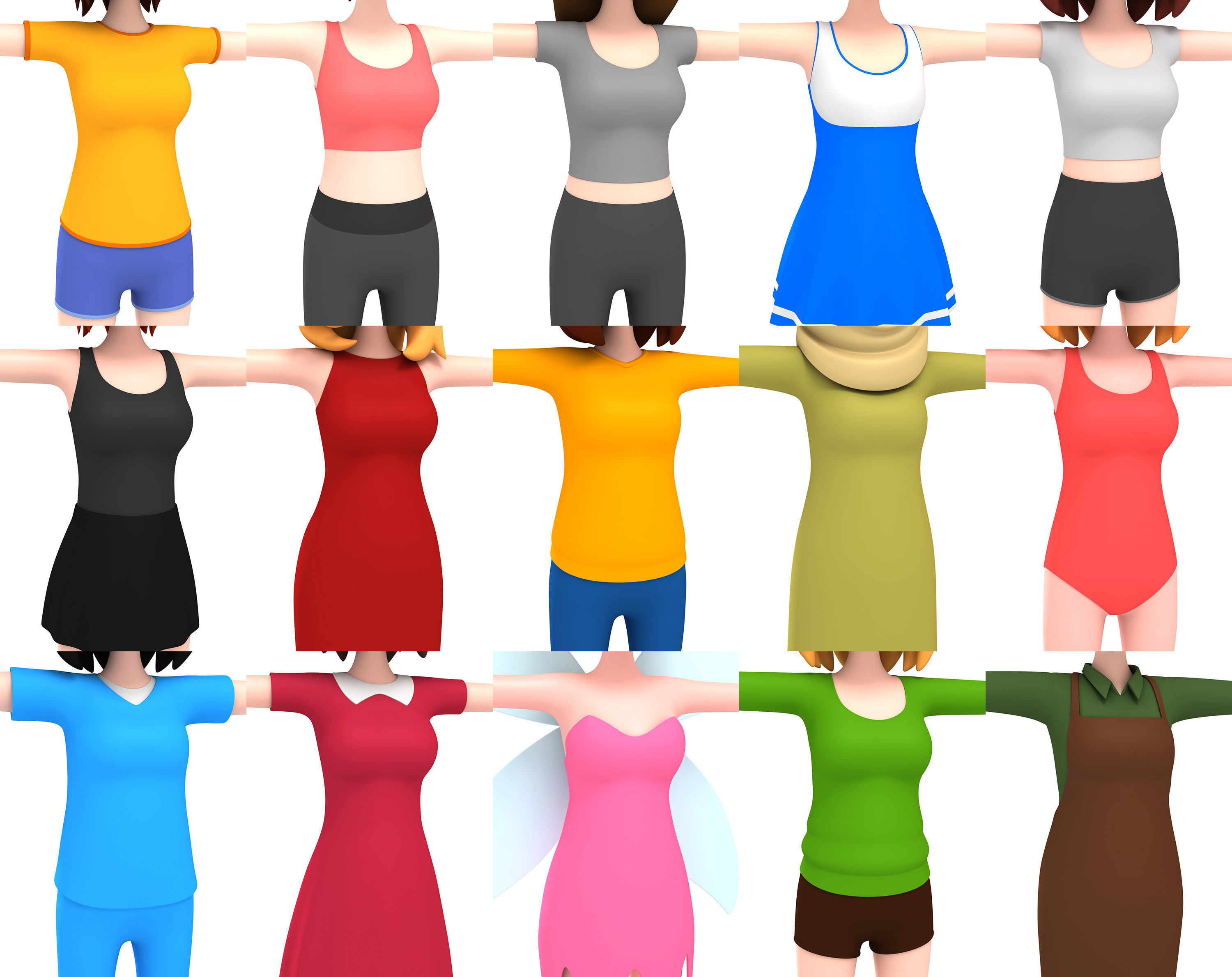 Cartoon Girl Character Pack 2 3D model_20