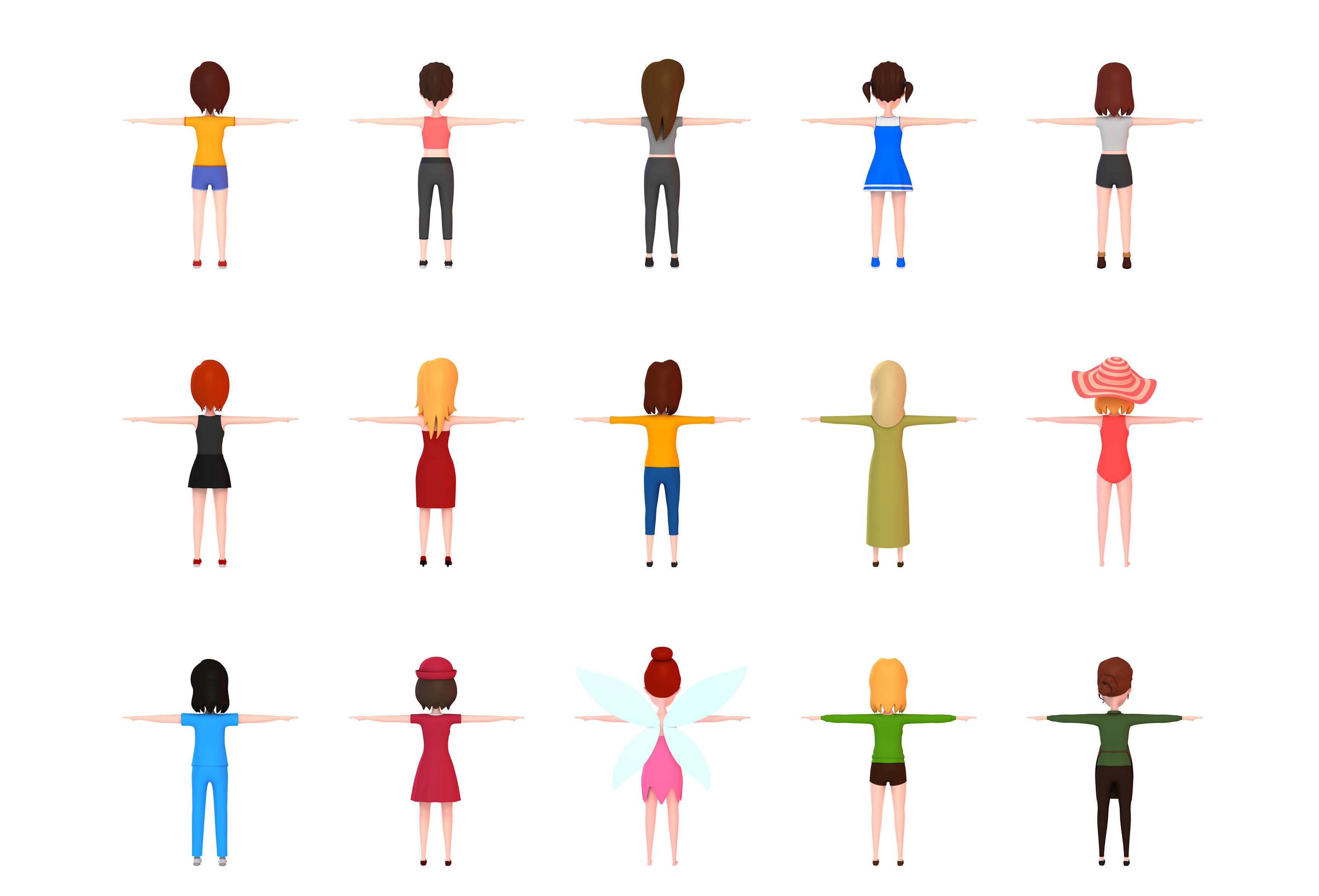 Cartoon Girl Character Pack 2 3D model_18