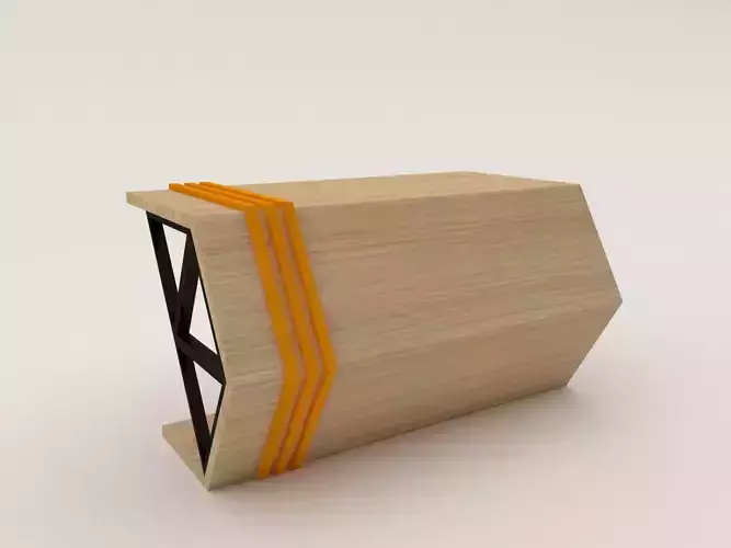 table 1 wooden box with orange stripe