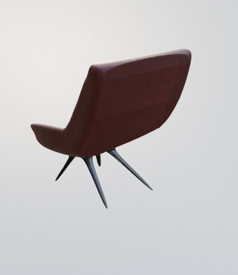 Red Chair Low-poly 3D model_3