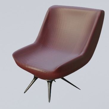 Red Chair Low-poly 3D model_6