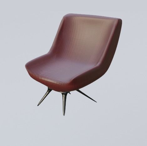Red Chair Low-poly 3D model_2