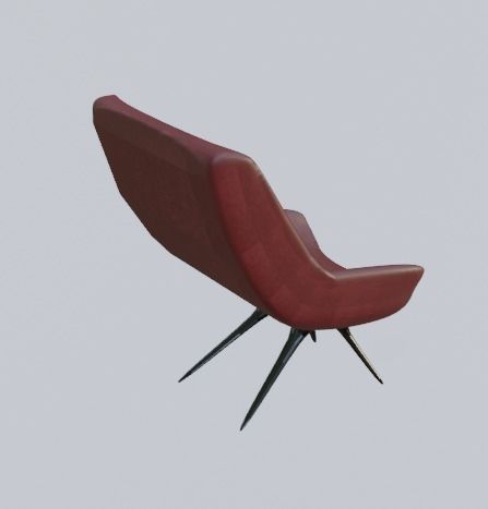 Red Chair Low-poly 3D model_4
