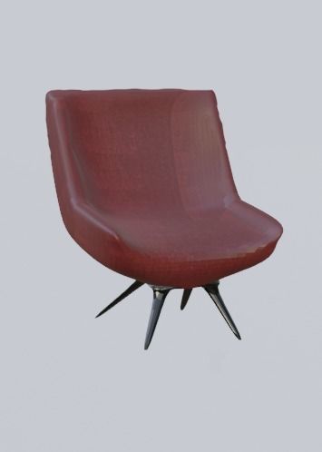 Red Chair Low-poly 3D model_5