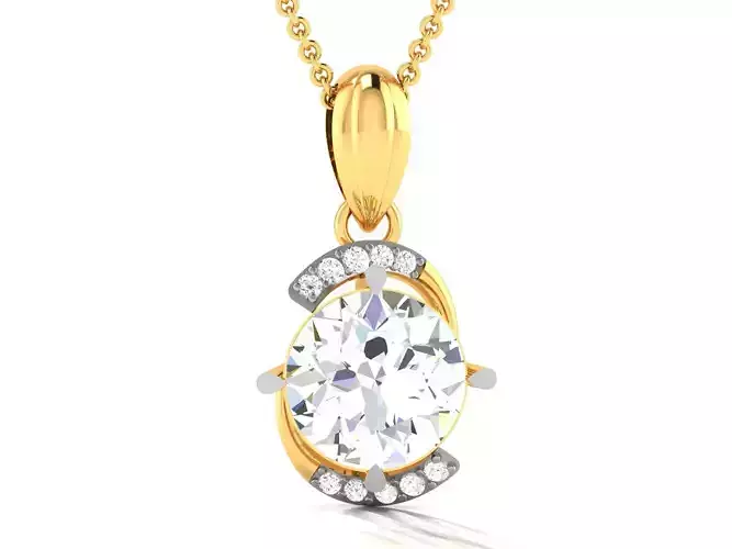 Women solitaire pendant 3dm render detail 