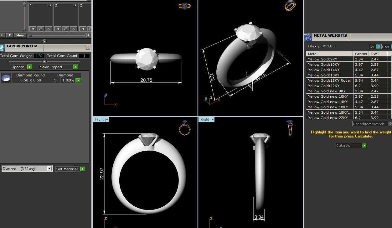 Women solitaire ring 3dm render detail 3D print model_8