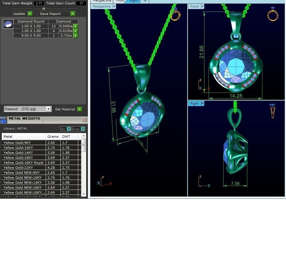 Women solitaire pendant 3dm render detail  3D print model_6