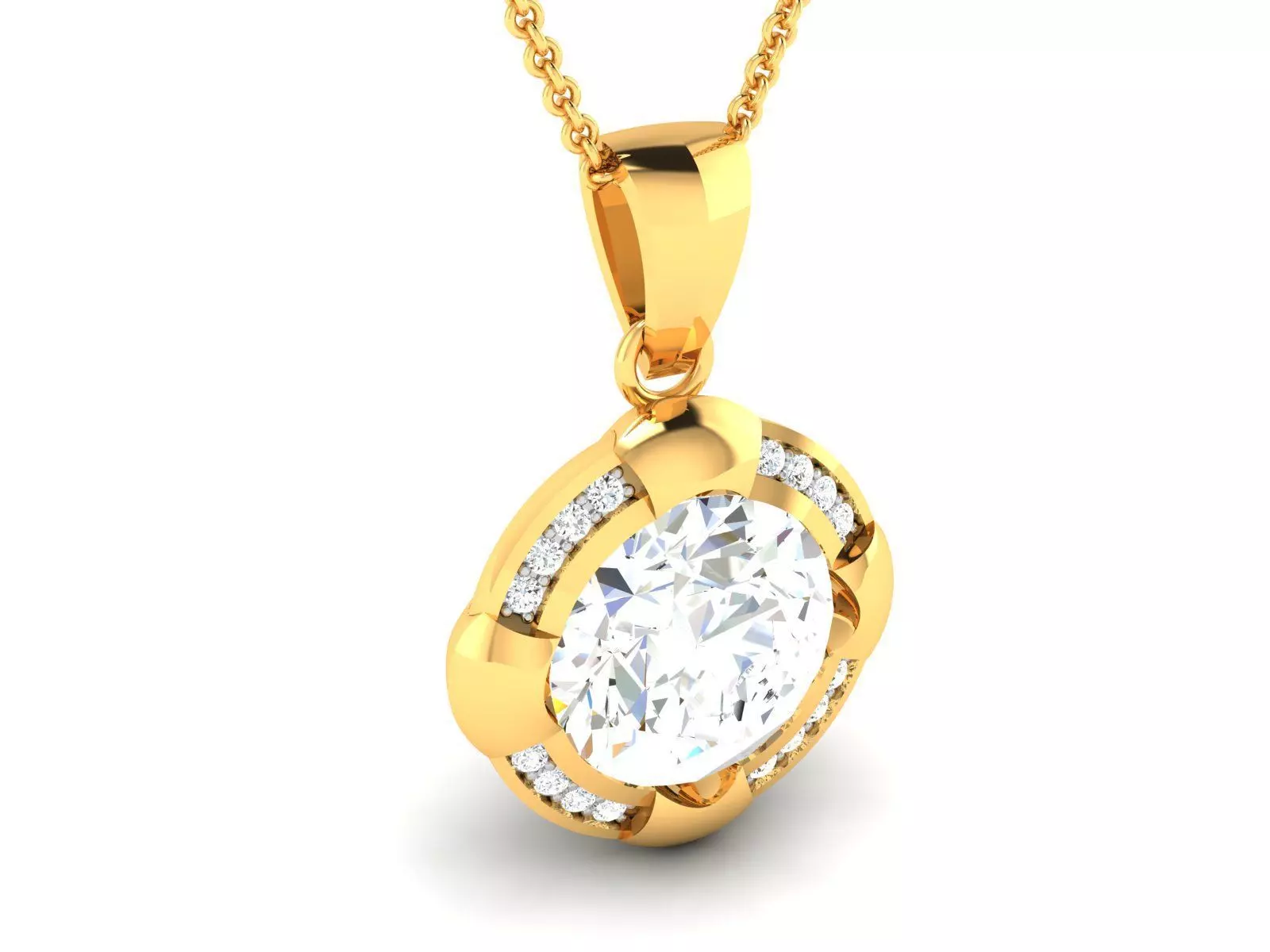 Women solitaire pendant 3dm render detail  3D print model_0