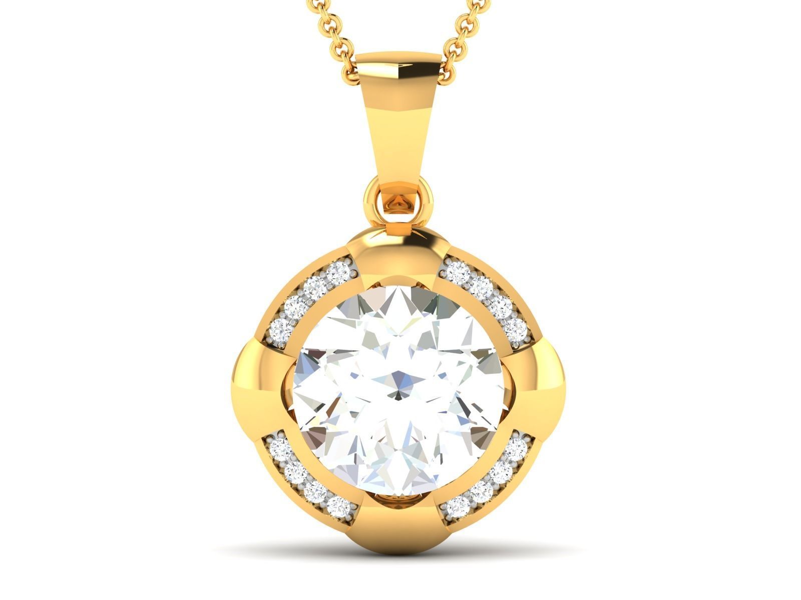 Women solitaire pendant 3dm render detail  3D print model_3