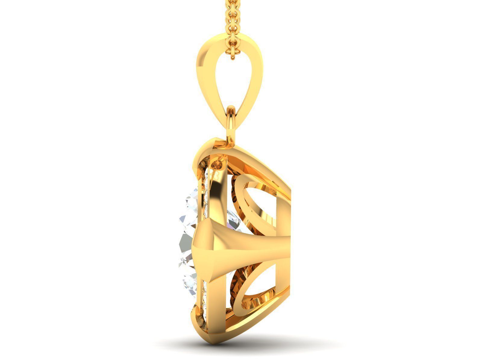 Women solitaire pendant 3dm render detail  3D print model_4