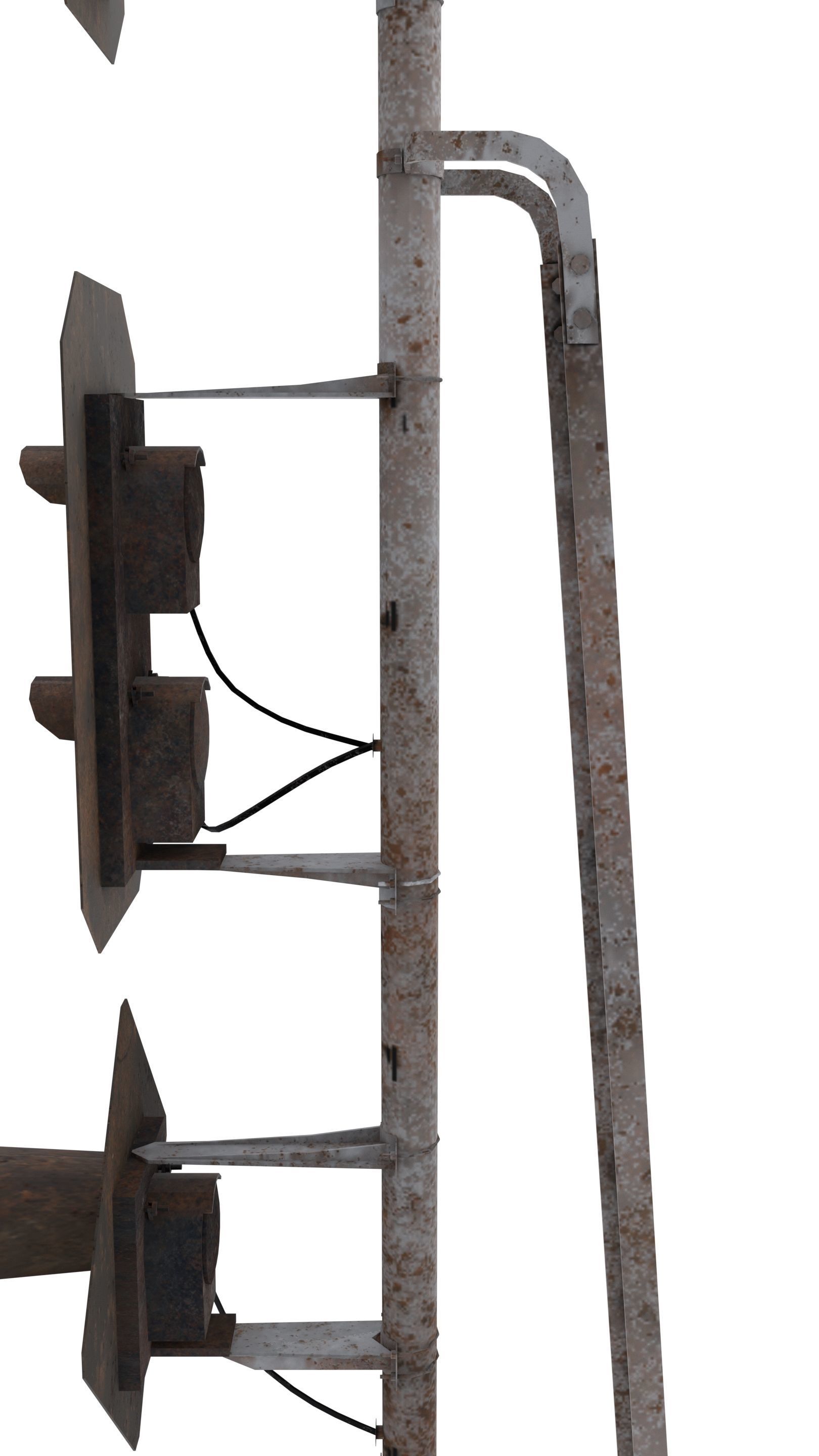 Train Traffic Light Weathered 14 3D model_7