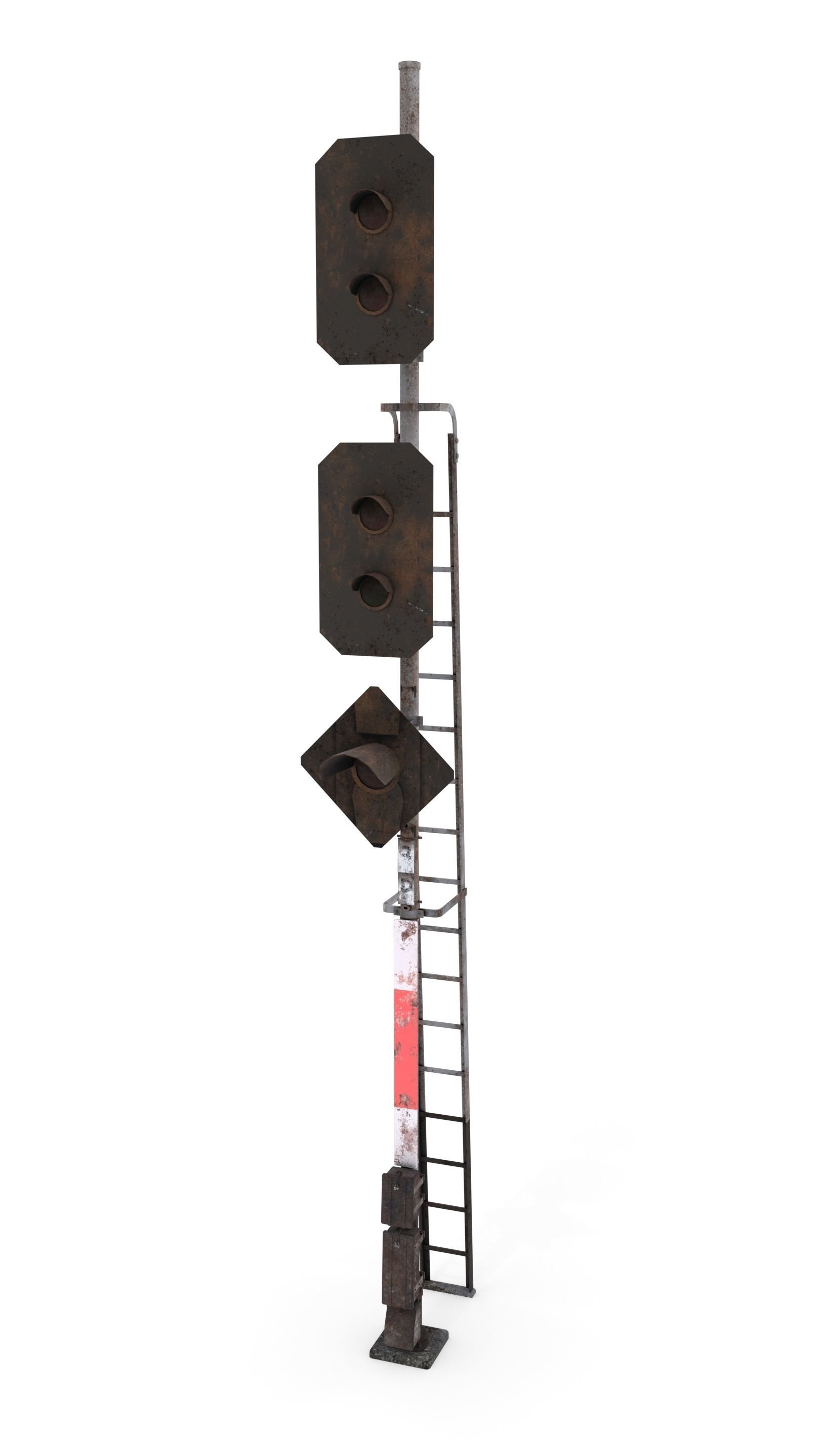 Train Traffic Light Weathered 14 3D model_1