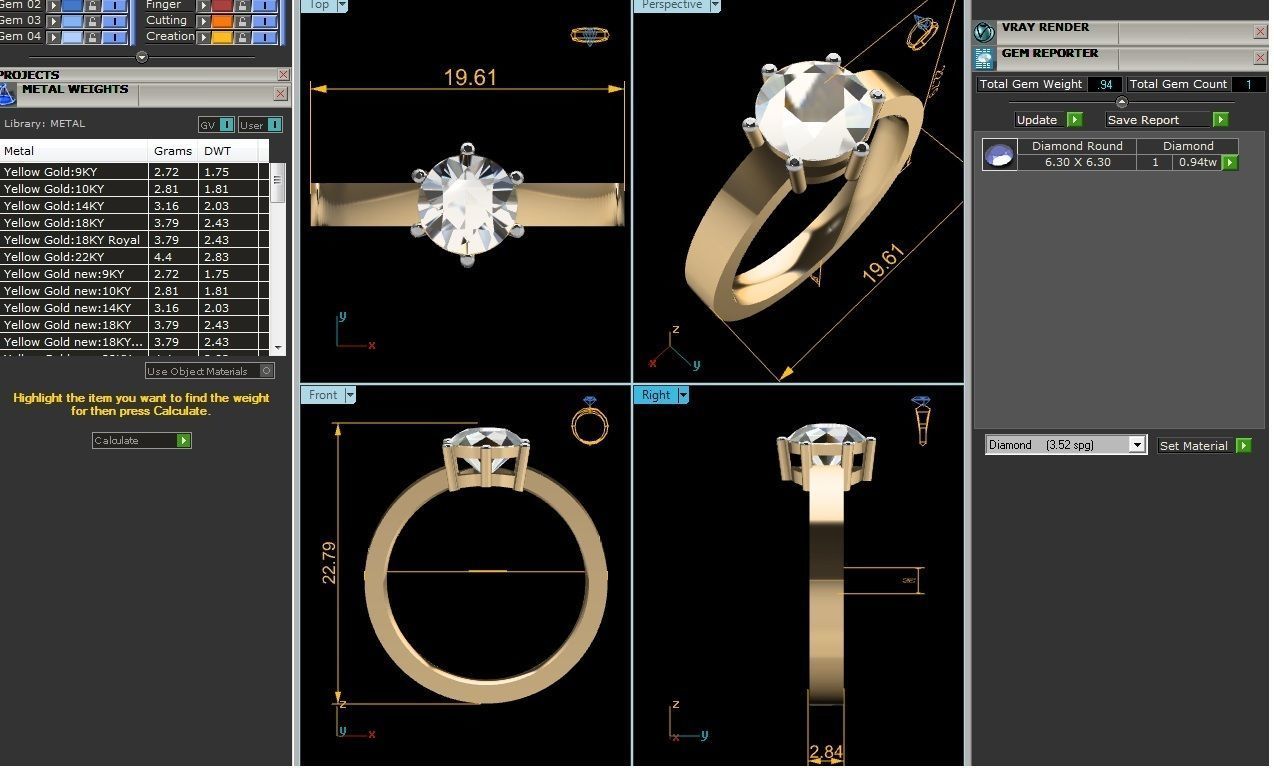 Women solitaire ring 3dm render detail  3D print model_8