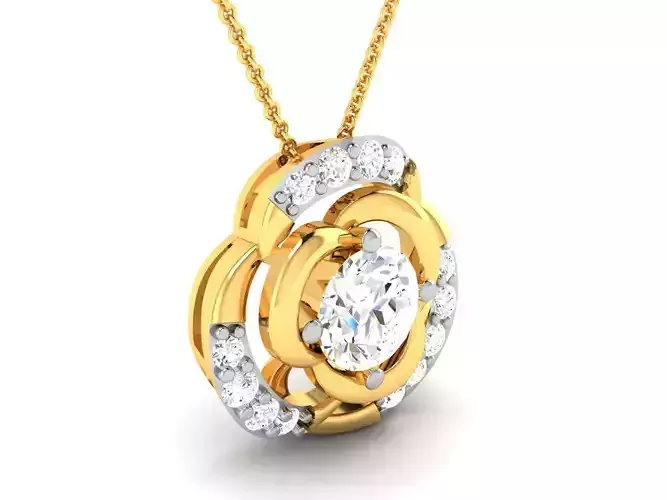 Women solitaire pendant 3dm render detail 