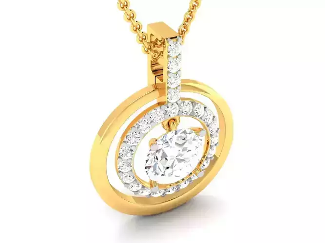 Women solitaire pendant 3dm render detail 