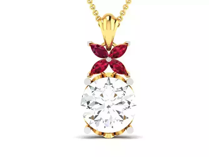 Women solitaire pendant 3dm render detail 