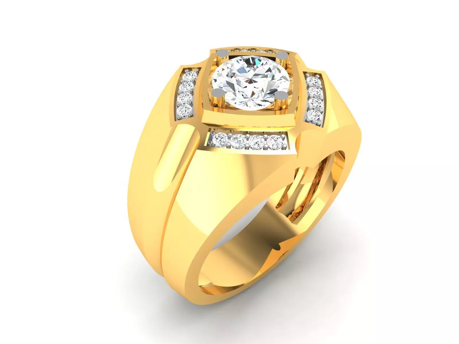 Gents solitaire ring 3dm render detail 3D print model_0