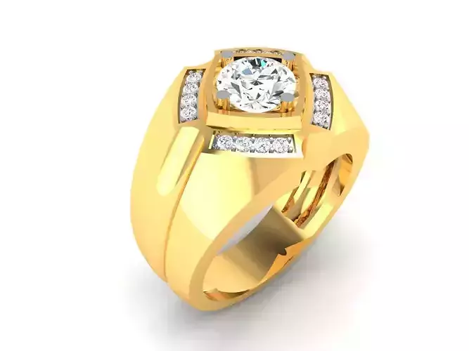 Gents solitaire ring 3dm render detail 