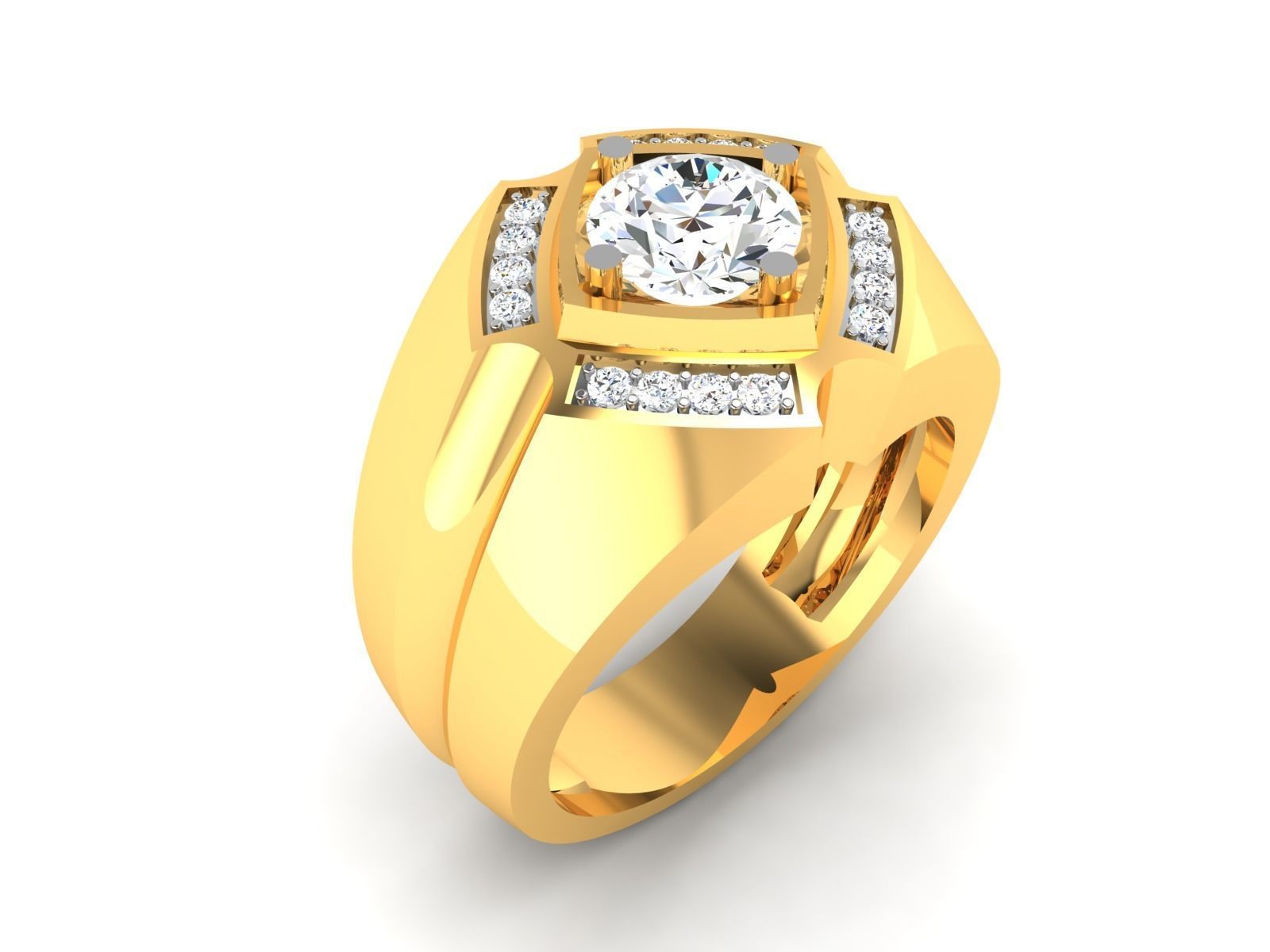 Gents solitaire ring 3dm render detail 3D print model_1
