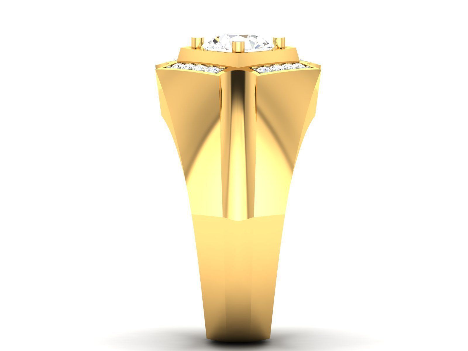 Gents solitaire ring 3dm render detail 3D print model_4
