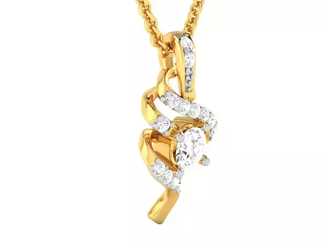 Women solitaire pendant 3dm render detail 