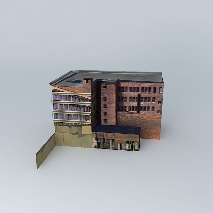 Old Lister Block Building Free 3D model_2