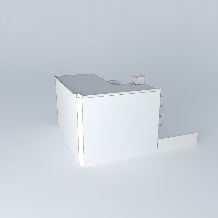 Old Lister Block Building Free 3D model_3