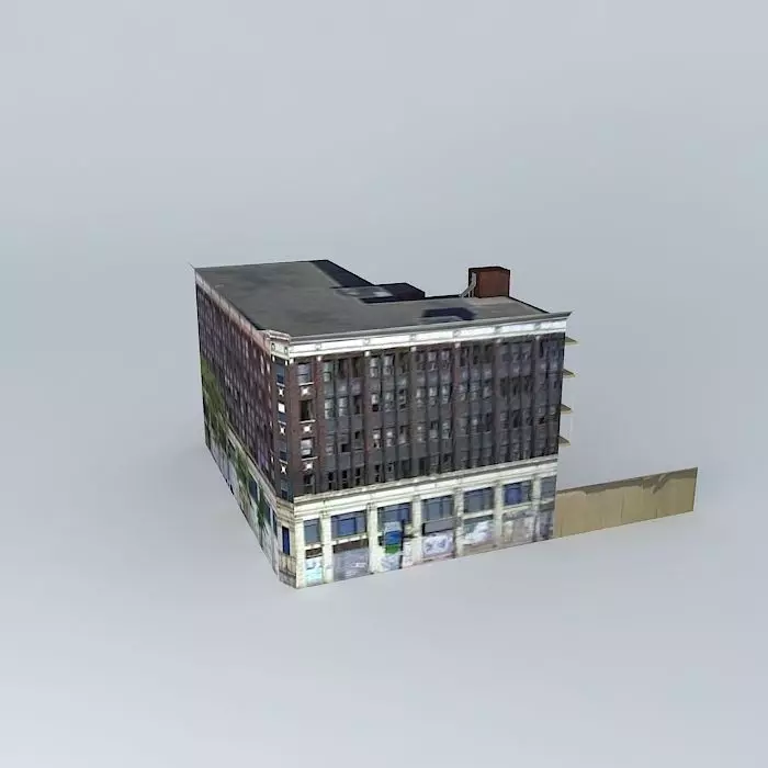Old Lister Block Building Free 3D model_0