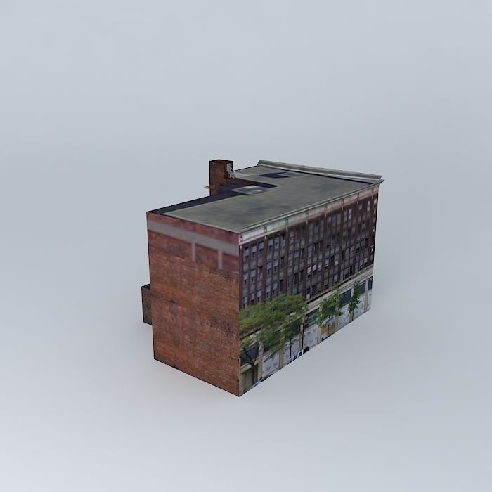 Old Lister Block Building Free 3D model_1