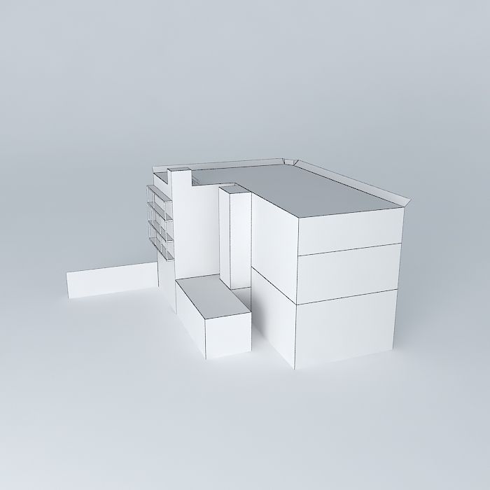 Old Lister Block Building Free 3D model_4