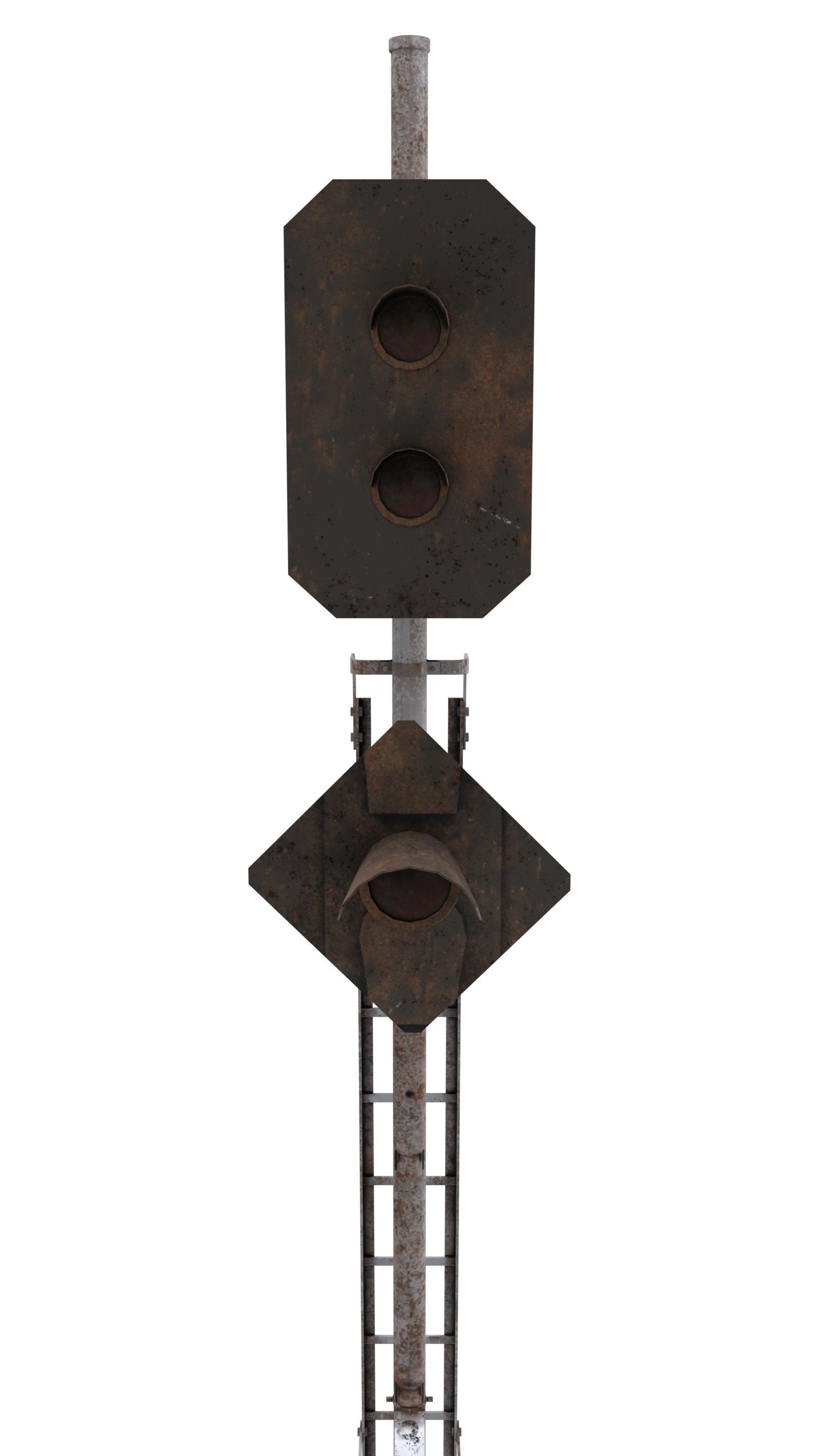 Train Traffic Light Weathered 15 3D model_7
