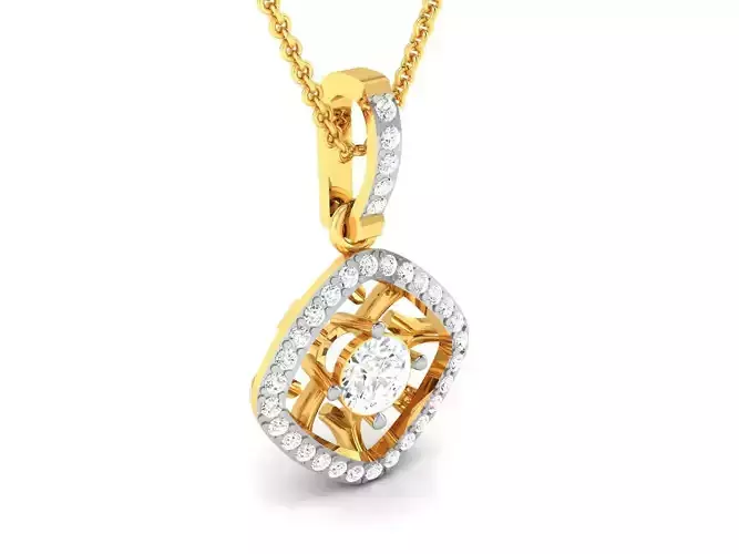 Women solitaire pendant 3dm render detail 