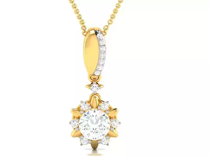 Women solitaire pendant 3dm render detail 