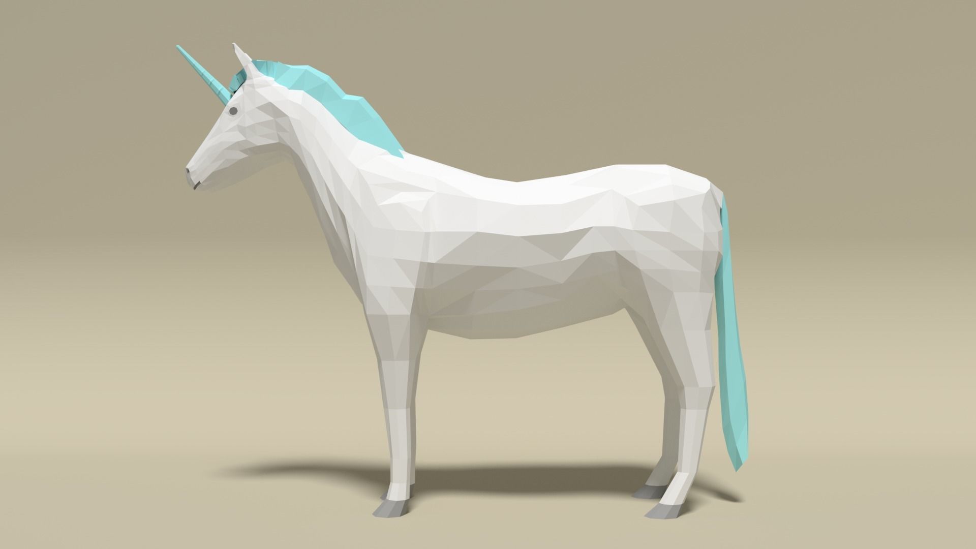 Low Poly Cartoon Unicorn Low-poly 3D model_2