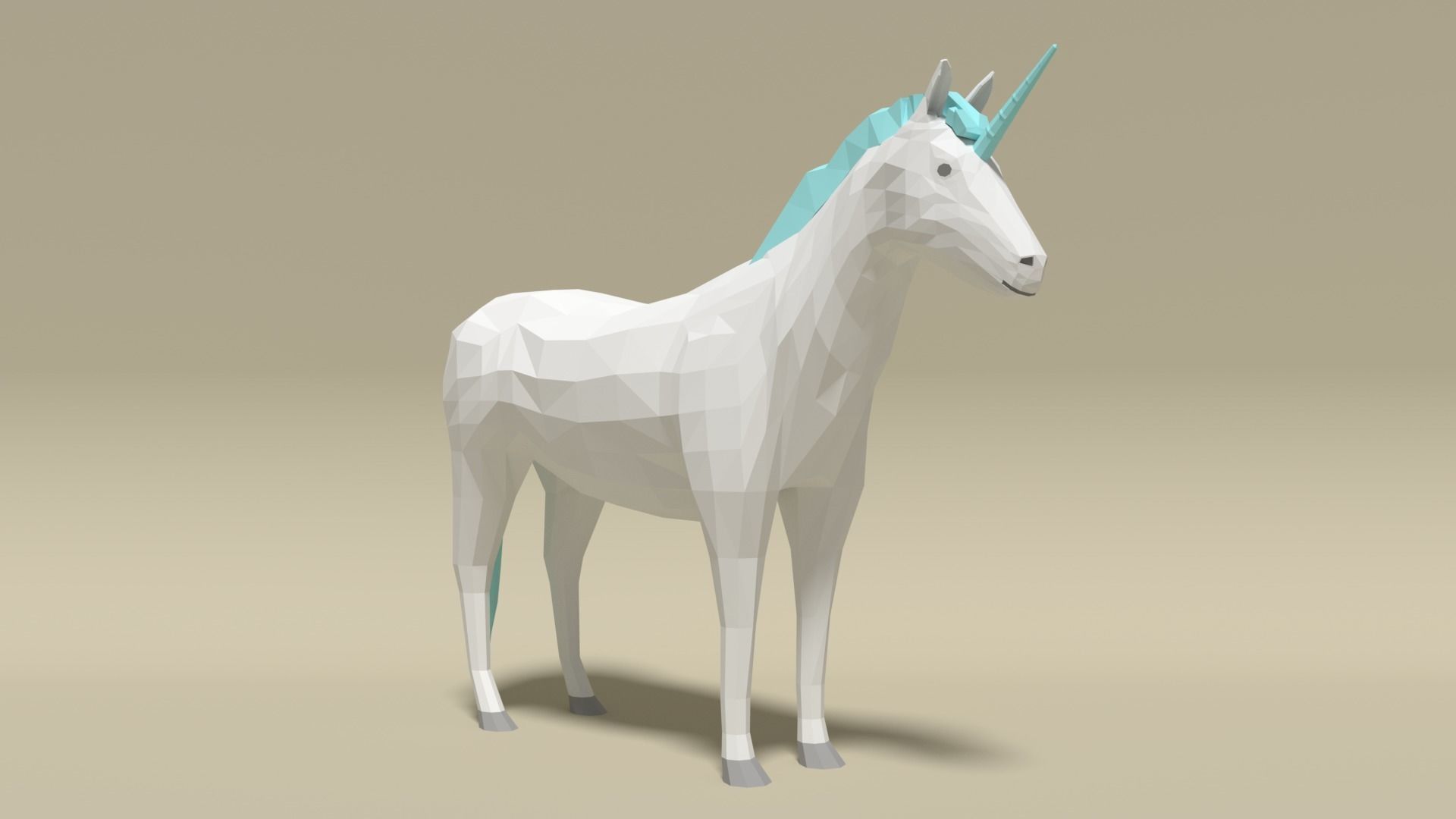 Low Poly Cartoon Unicorn Low-poly 3D model_4
