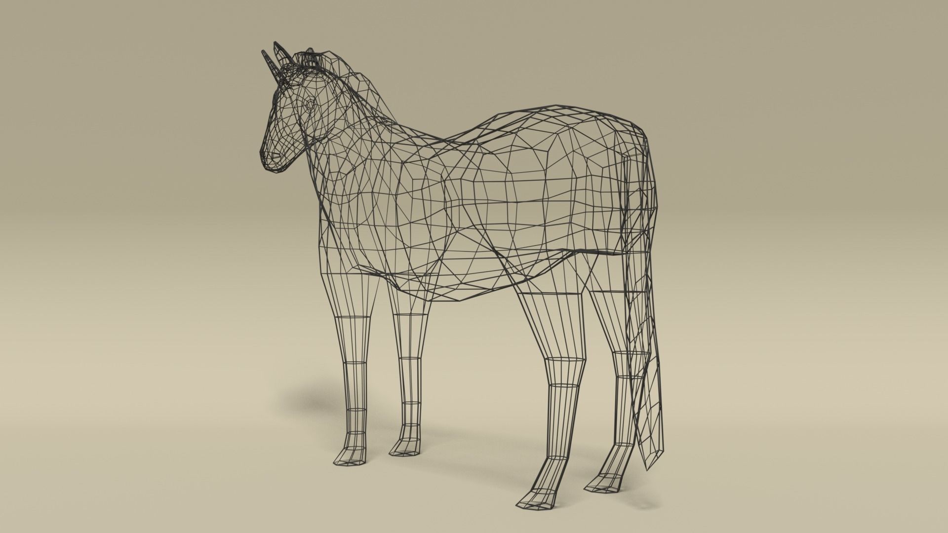 Low Poly Cartoon Unicorn Low-poly 3D model_16