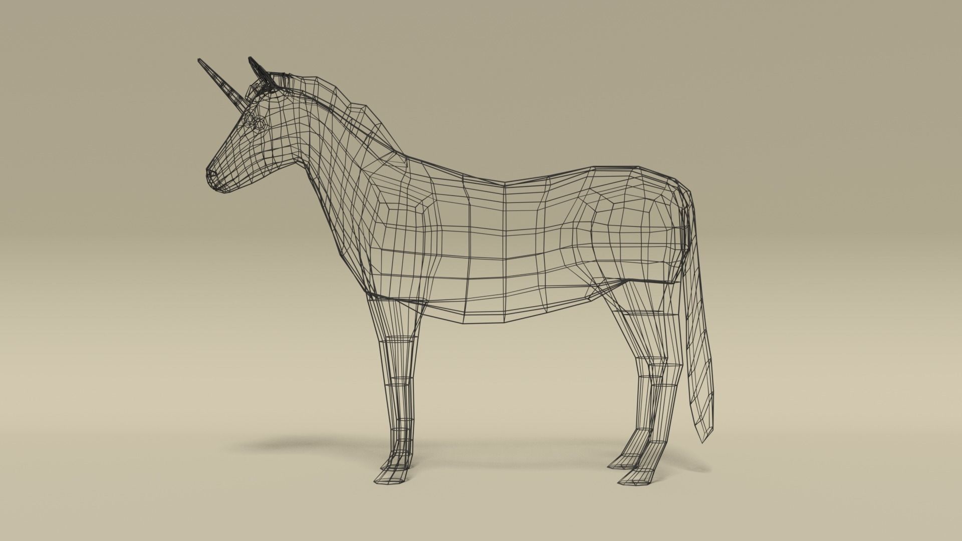 Low Poly Cartoon Unicorn Low-poly 3D model_11