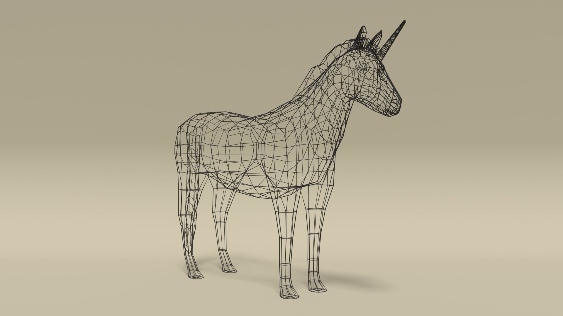 Low Poly Cartoon Unicorn Low-poly 3D model_13