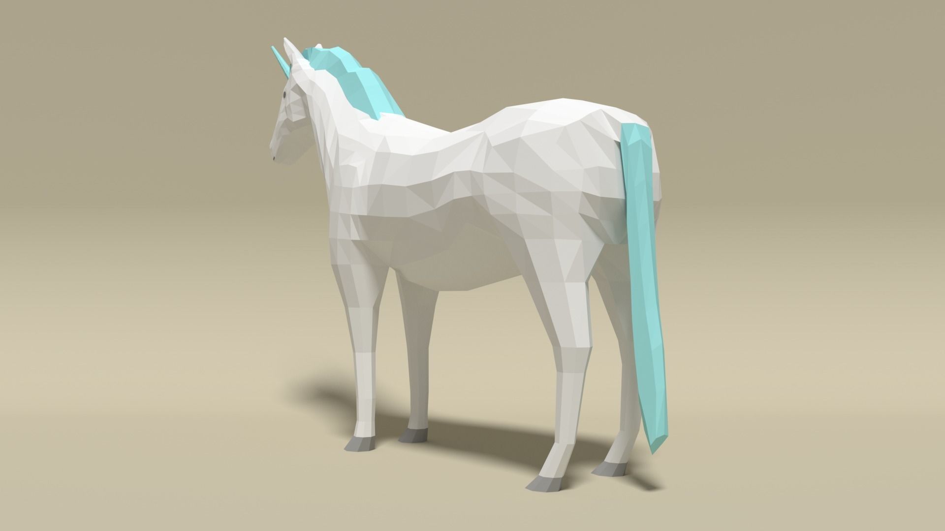 Low Poly Cartoon Unicorn Low-poly 3D model_8