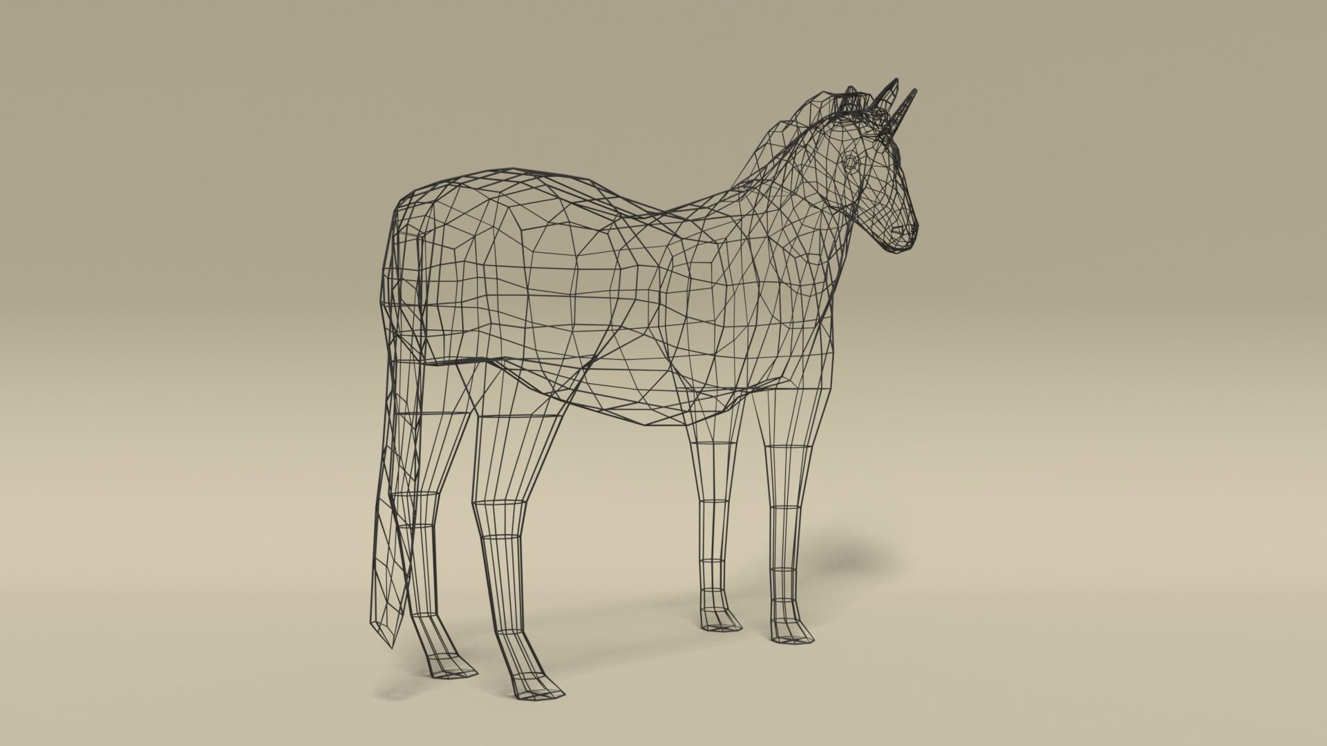 Low Poly Cartoon Unicorn Low-poly 3D model_14