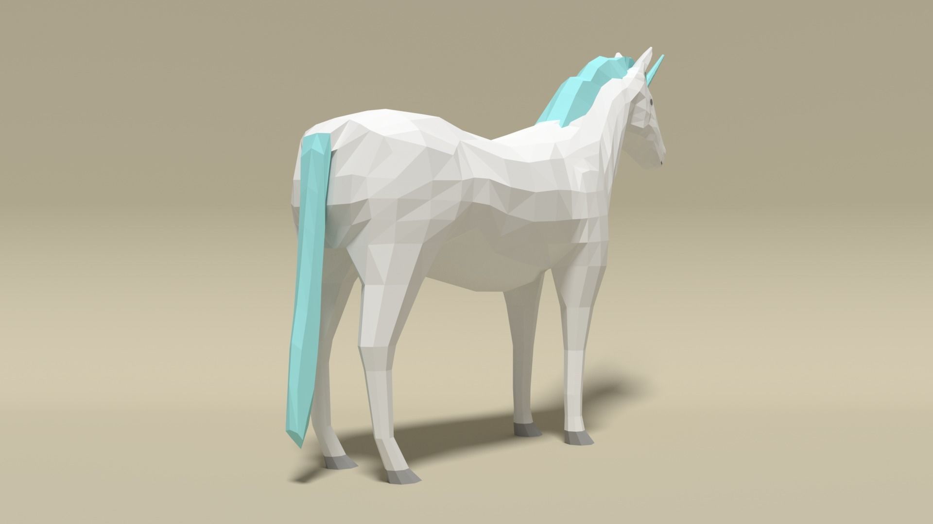 Low Poly Cartoon Unicorn Low-poly 3D model_6