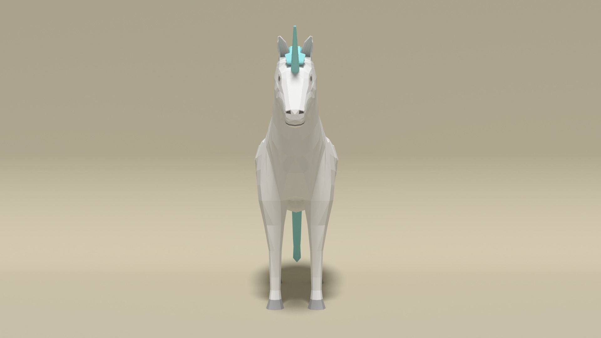 Low Poly Cartoon Unicorn Low-poly 3D model_3