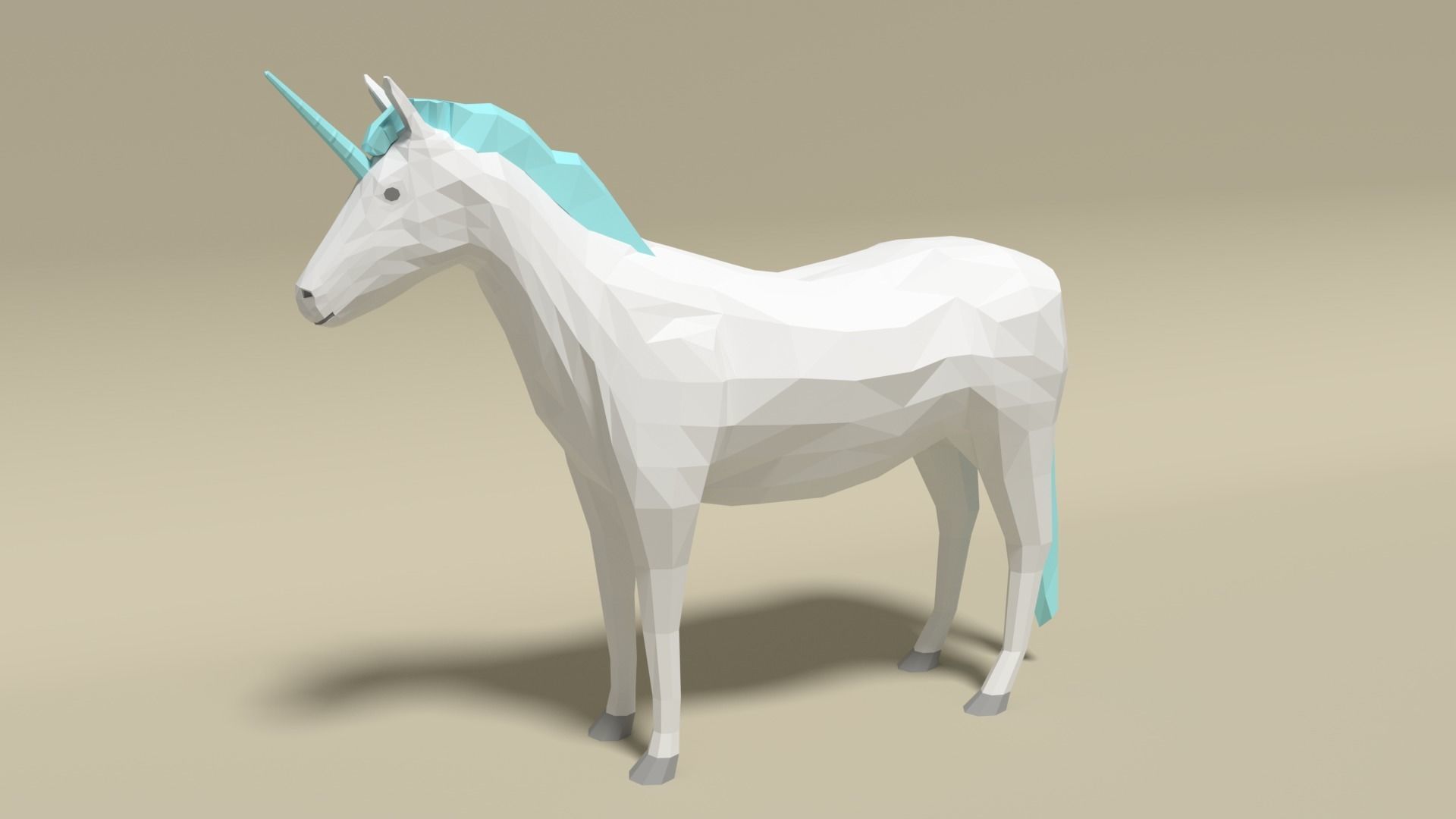 Low Poly Cartoon Unicorn Low-poly 3D model_1