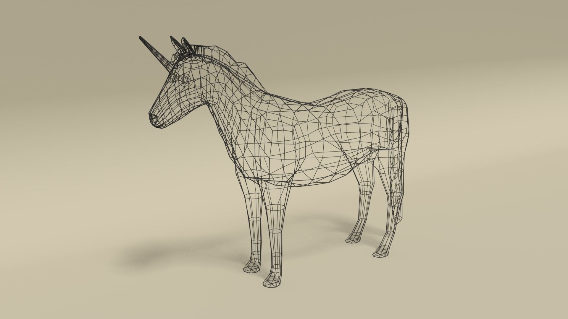 Low Poly Cartoon Unicorn Low-poly 3D model_10