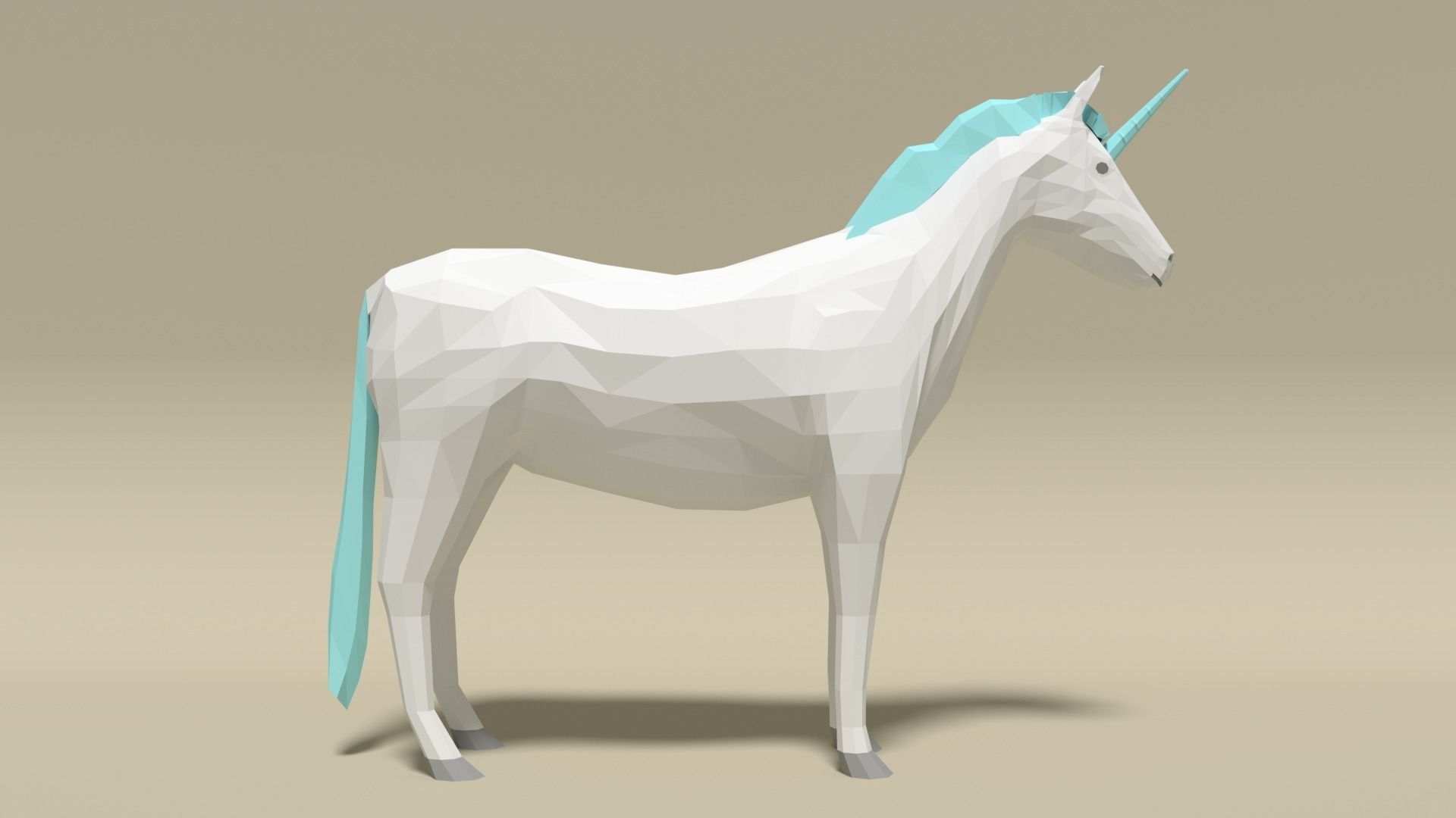 Low Poly Cartoon Unicorn Low-poly 3D model_5