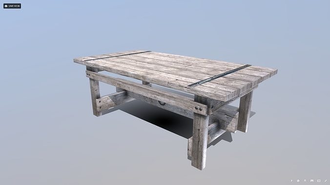Farmhouse Table Low-poly 3D model