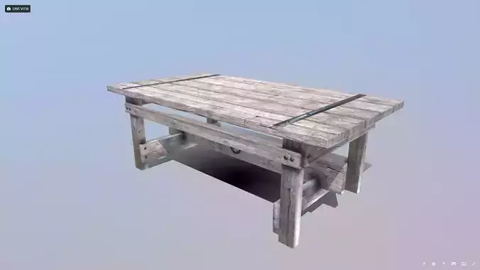 Farmhouse Table Low-poly 3D model